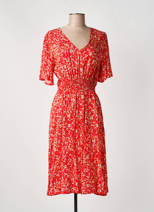 Robe mi-longue rouge COULEURS DU TEMPS femme