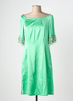 Robe courte manches 3/4 manches 3/4 vert GIO' GUERRERI femme