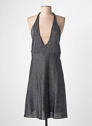 Robe mi-longue col v fines bretelles noir L'AUTRE CHOSE femme