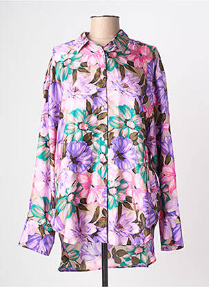 Tunique manches longues col chemisier violet MSGM femme