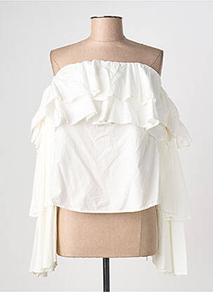 Top col carré manches longues blanc ERIKA CAVALLINI femme