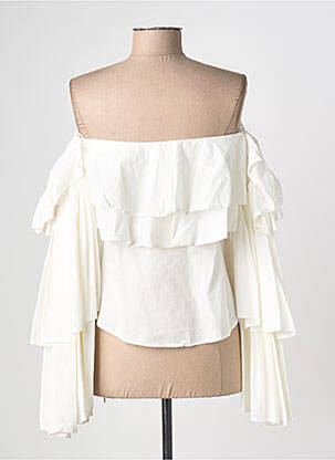 Top col carré manches longues blanc ERIKA CAVALLINI femme