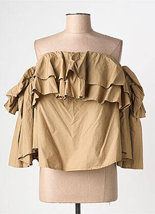 Top col carré manches 3/4 marron ERIKA CAVALLINI femme