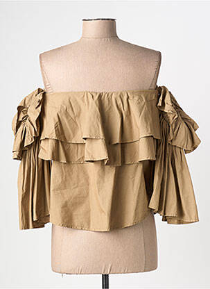 Top col carré manches 3/4 marron ERIKA CAVALLINI femme