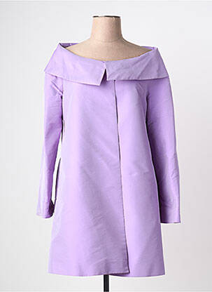 Manteau long fermeture pressionnée sans capuche violet GIO' GUERRERI femme