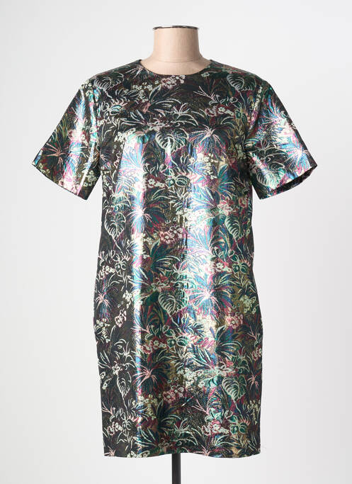 Robe courte fermeture zippée au dos manches courtes vert MSGM femme