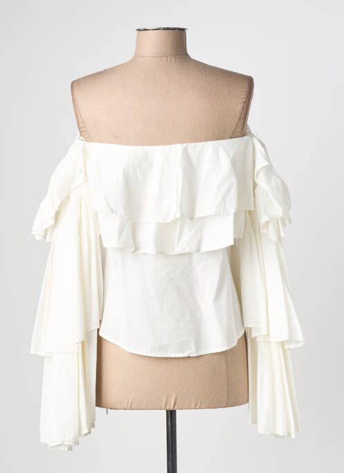 Top col carré manches longues blanc ERIKA CAVALLINI femme