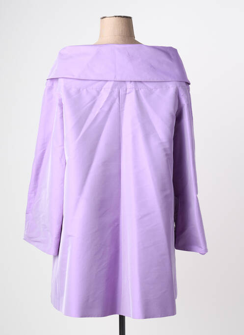 Manteau long fermeture pressionnée sans capuche violet GIO' GUERRERI femme