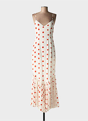 Robe longue coupe cintrée fines bretelles orange DE LA VALI femme