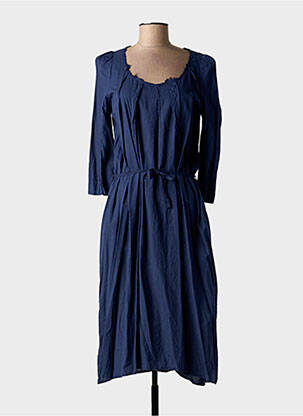 Robe mi-longue manches 3/4 manches 3/4 bleu HANNOH femme