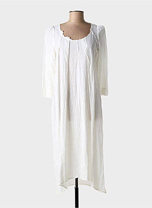 Robe mi-longue manches 3/4 manches 3/4 blanc HANNOH femme