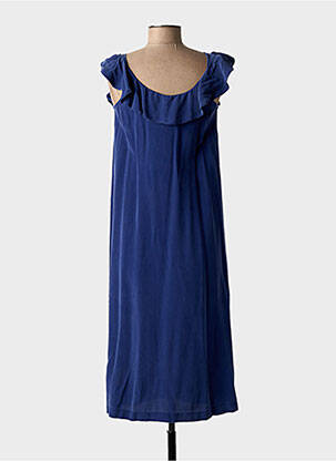 Robe mi-longue coupe fluide manches courtes bleu L'AUTRE CHOSE femme
