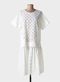 Robe mi-longue manches courtes manches courtes blanc N_8 femme