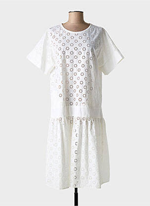 Robe mi-longue manches courtes manches courtes blanc N_8 femme
