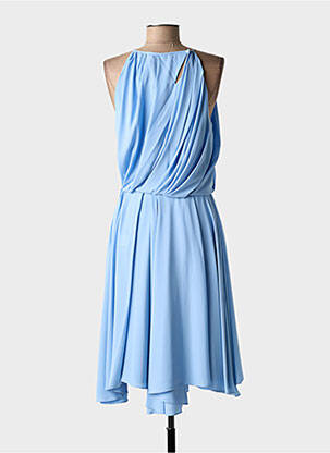 Robe mi-longue coupe fluide fines bretelles bleu GIANLUCA CAPANNOLO femme