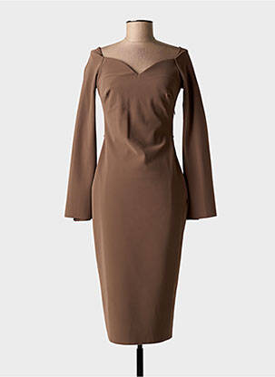 Robe mi-longue manches longues manches longues marron CHIARA BONI femme