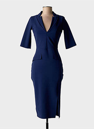 Robe mi-longue manches 3/4 manches 3/4 bleu CHIARA BONI femme