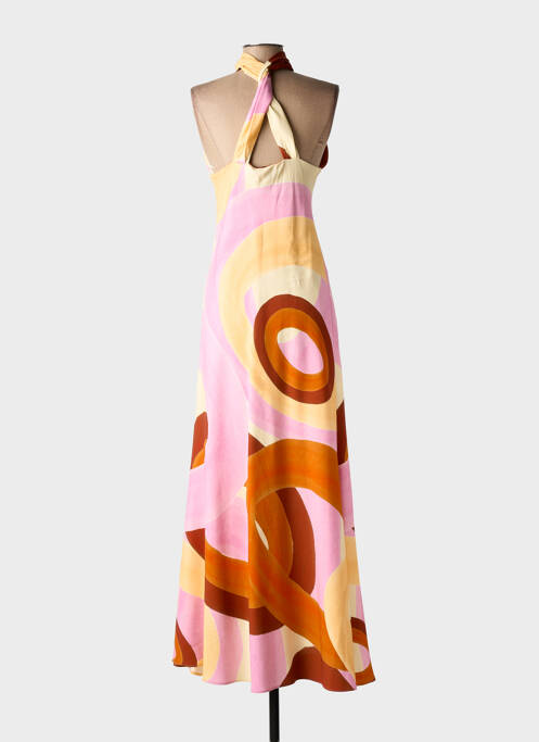 Robe longue imprimé fantaisie fines bretelles rose THEMIS-Z femme