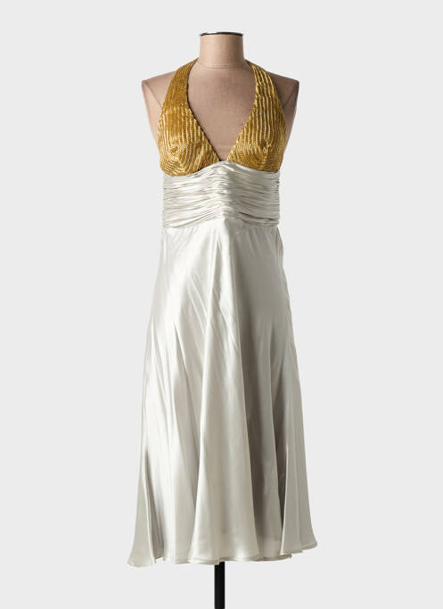 Robe mi-longue fermeture zippée au dos fines bretelles gris JUVANAM femme