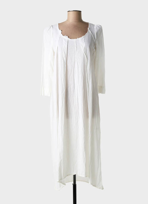 Robe mi-longue manches 3/4 manches 3/4 blanc HANNOH femme