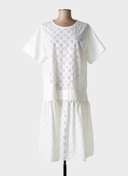 Robe mi-longue manches courtes manches courtes blanc N_8 femme