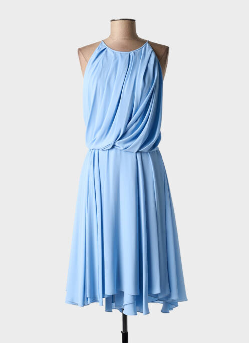 Robe mi-longue tissage crêpe fines bretelles bleu GIANLUCA CAPANNOLO femme