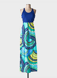 Robe longue imprimé fantaisie fines bretelles bleu ALICE & TRIXIE femme