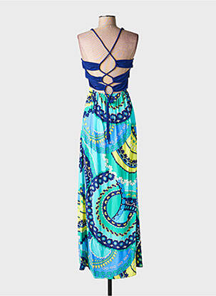 Robe longue imprimé fantaisie fines bretelles bleu ALICE & TRIXIE femme