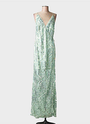 Robe longue coupe cintrée fines bretelles vert MARIA LUCIA HOHAN femme