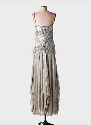Robe longue tissage crêpe fines bretelles gris NAKULSEN femme