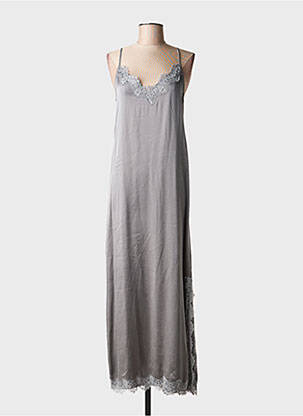 Robe longue coupe cintrée fines bretelles gris MA'AN femme