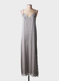 Robe longue manches bretelles ajustables fines bretelles gris MA'AN femme