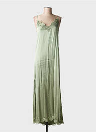 Robe longue manches bretelles ajustables fines bretelles vert MA'AN femme