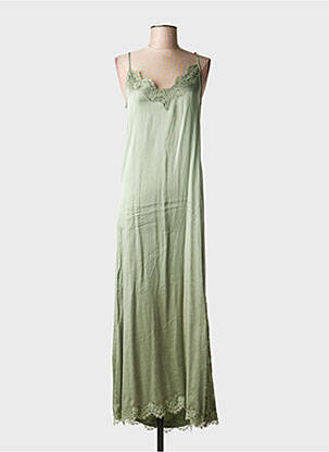 Robe longue manches bretelles ajustables fines bretelles vert MA'AN femme