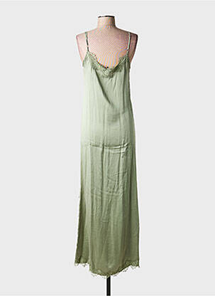 Robe longue manches bretelles ajustables fines bretelles vert MA'AN femme
