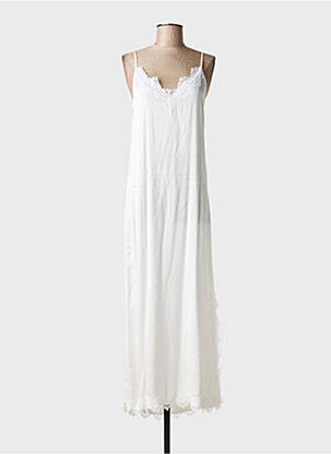 Robe longue manches bretelles ajustables fines bretelles beige MA'AN femme