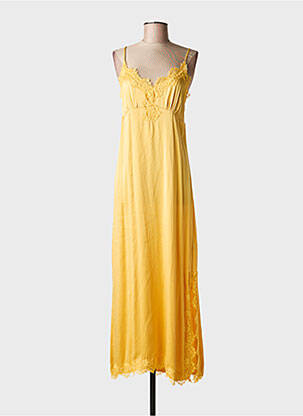 Robe longue manches bretelles ajustables fines bretelles jaune MA'AN femme