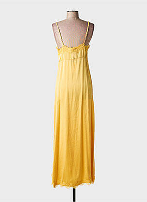 Robe longue manches bretelles ajustables fines bretelles jaune MA'AN femme