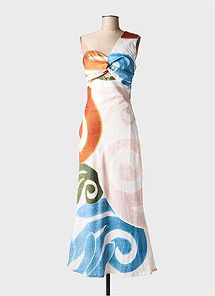 Robe longue tissage popeline sans manche beige THEMIS-Z femme