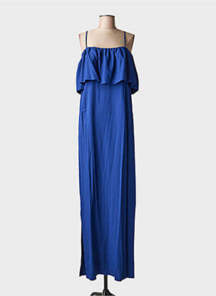 Robe longue tissage crêpe fines bretelles bleu MSGM femme