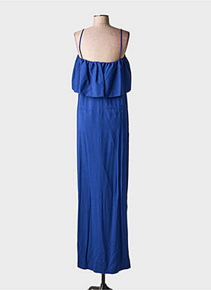 Robe longue tissage crêpe fines bretelles bleu MSGM femme