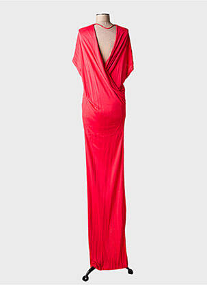 Robe longue manches dos nu manches courtes rouge MSGM femme