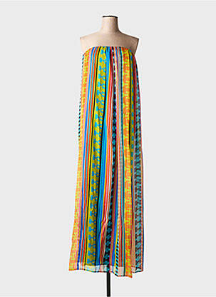 Robe longue tissage crêpe sans manche jaune MSGM femme