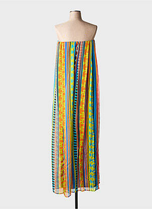 Robe longue tissage crêpe sans manche jaune MSGM femme