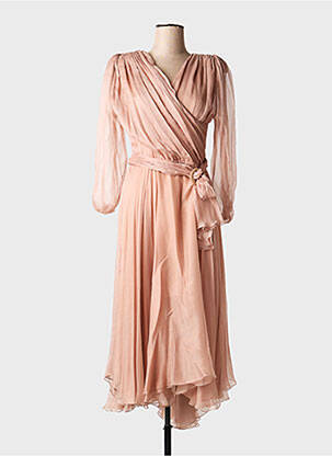 Robe mi-longue coupe fluide manches longues rose MARIA LUCIA HOHAN femme