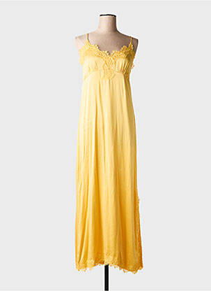 Robe mi-longue coupe fluide fines bretelles jaune MA'AN femme