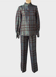 Ensemble pantalon col col montant bleu ALBERTO BIANI femme