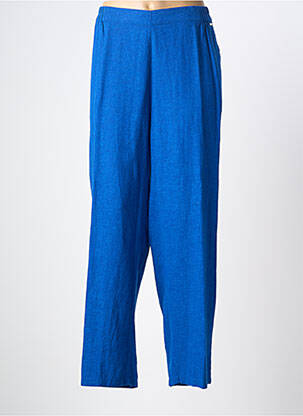 Pantalon droit tissage popeline taille normale bleu AGATHE & LOUISE femme