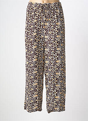 Pantalon droit tissage popeline taille normale marron AGATHE & LOUISE femme
