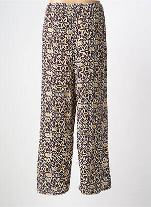 Pantalon droit tissage popeline taille normale marron AGATHE & LOUISE femme